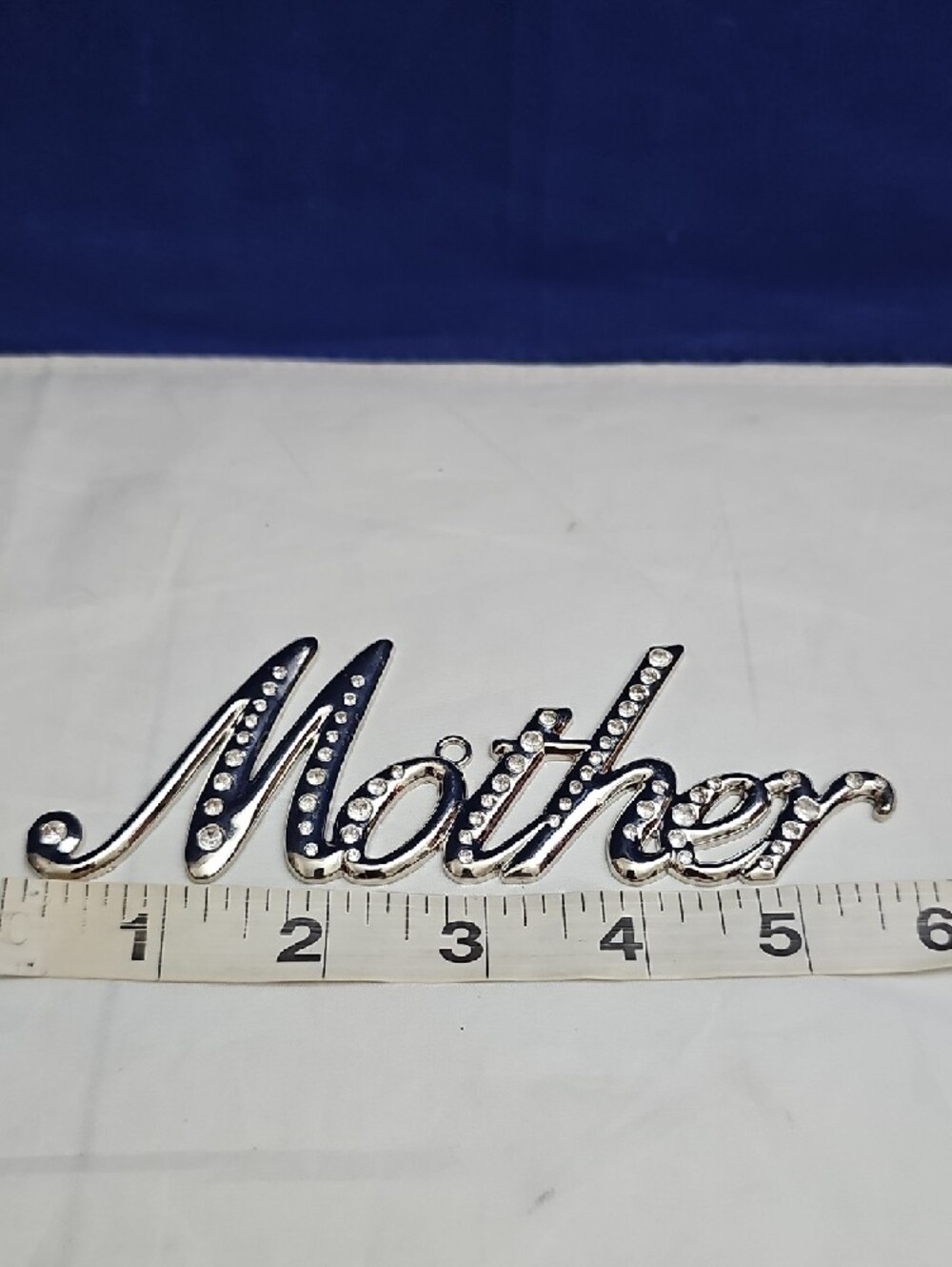 Silver Rhinestone "Mother" Script Pendant - Picture 7 of 7